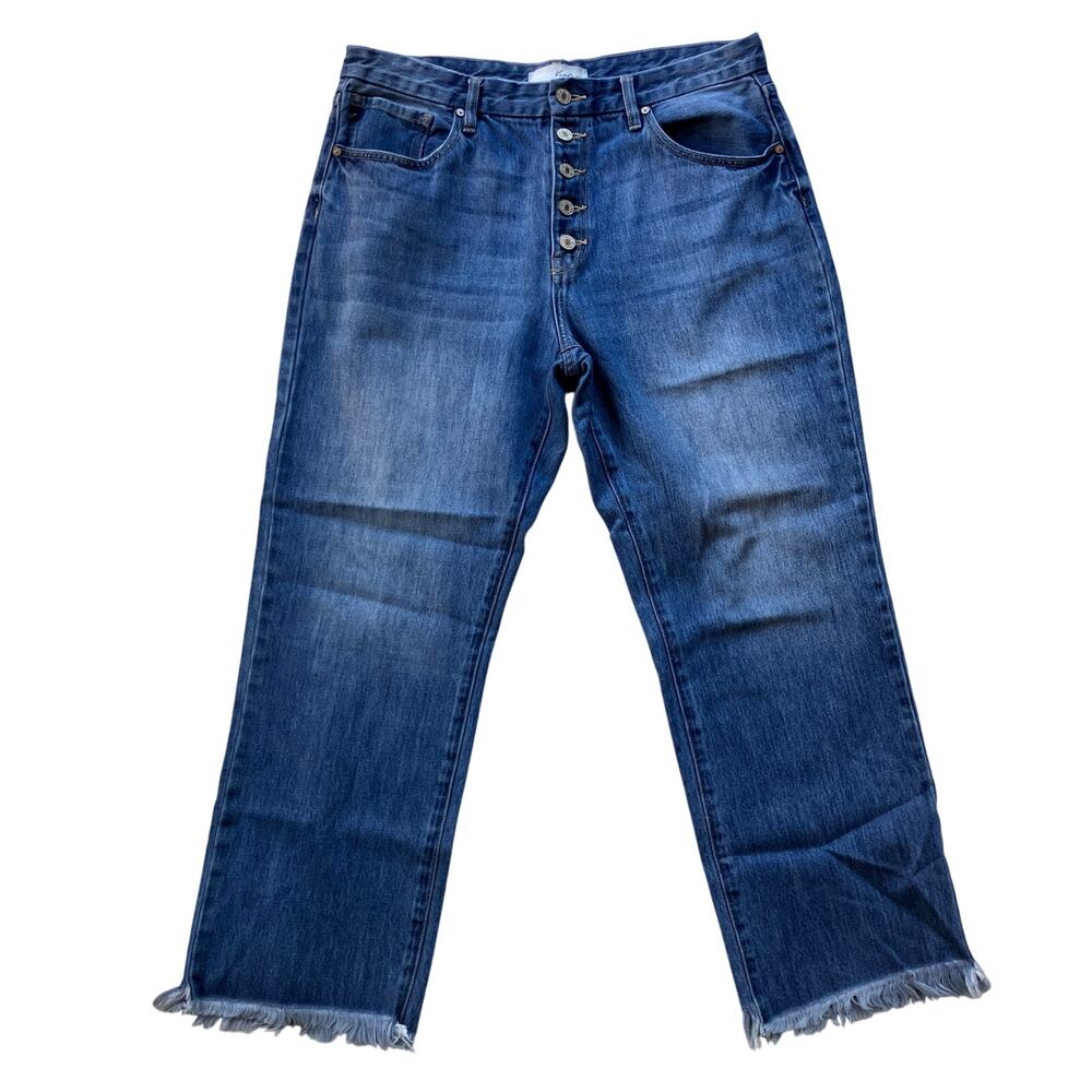 KanCan High Rise Button Fly Ankle Wide Leg Jeans Size 13/30 Medium Wash